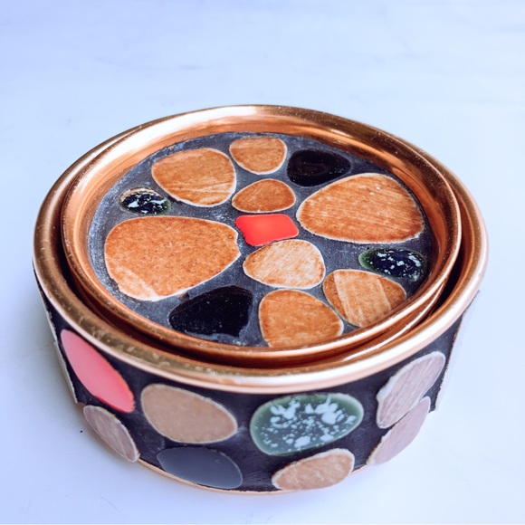 MCM Mosaic Copper Coasters Set Of 6 - Picture 5 of 6